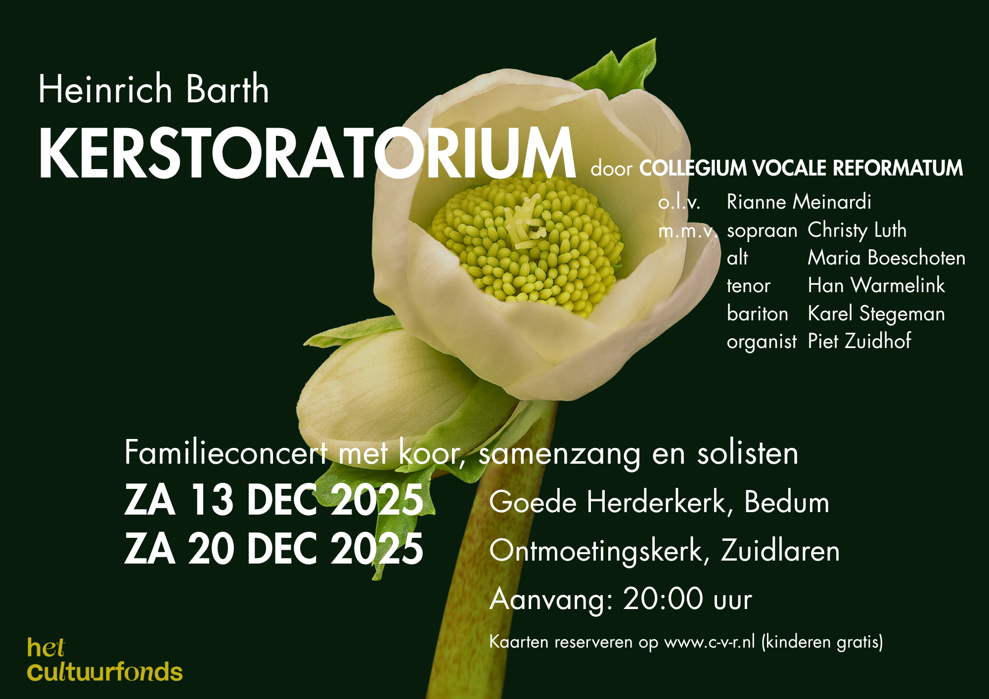 Poster Heinrich Barth Kerstoratorium - CVR plus solisten - Za 13-dec-2024 - Goede Herderkerk Bedum - Za 20-dec-2025 Ontmoetingskerk Zuidlaren